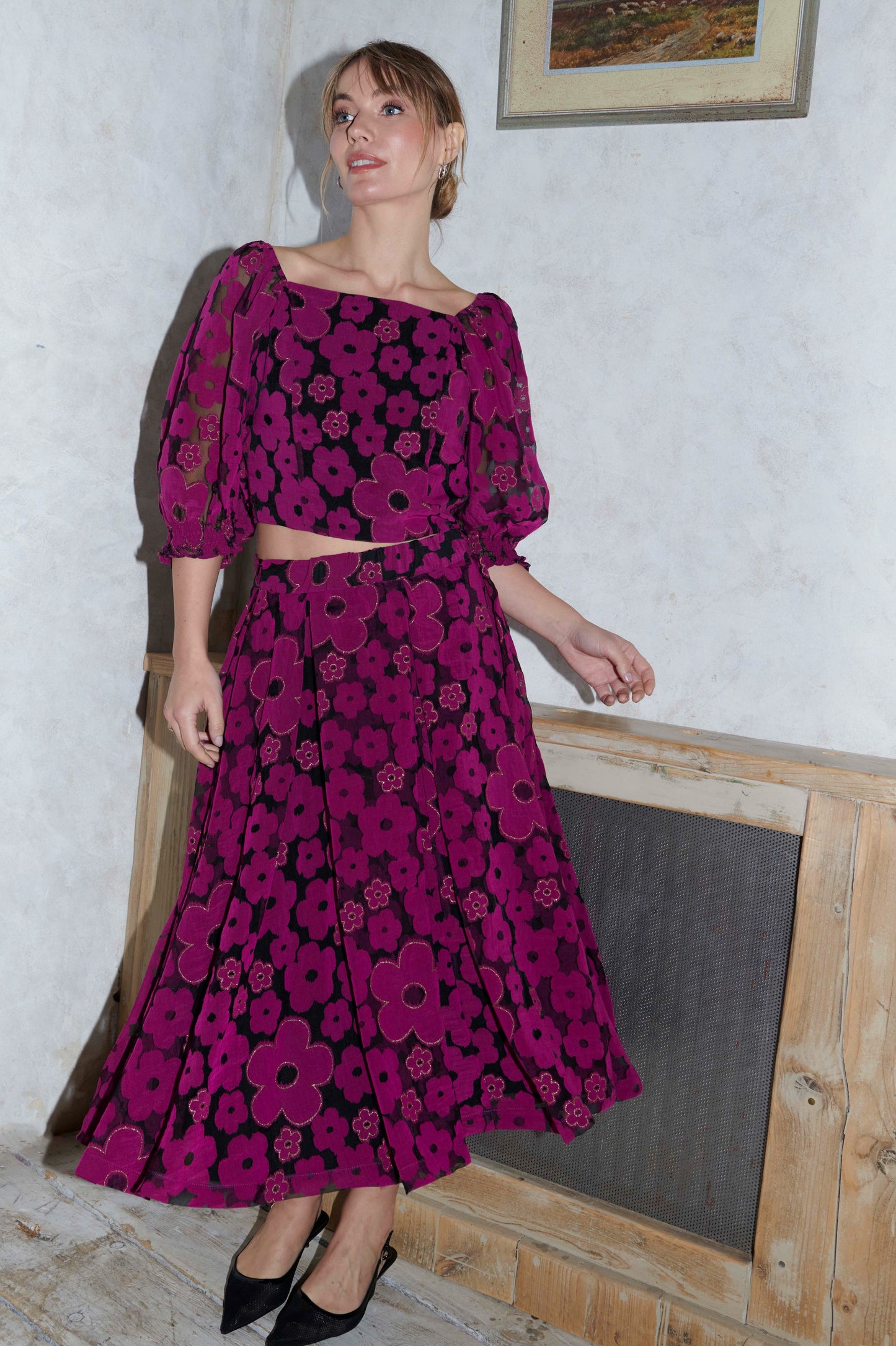 Skjørt Paris plum burnout
