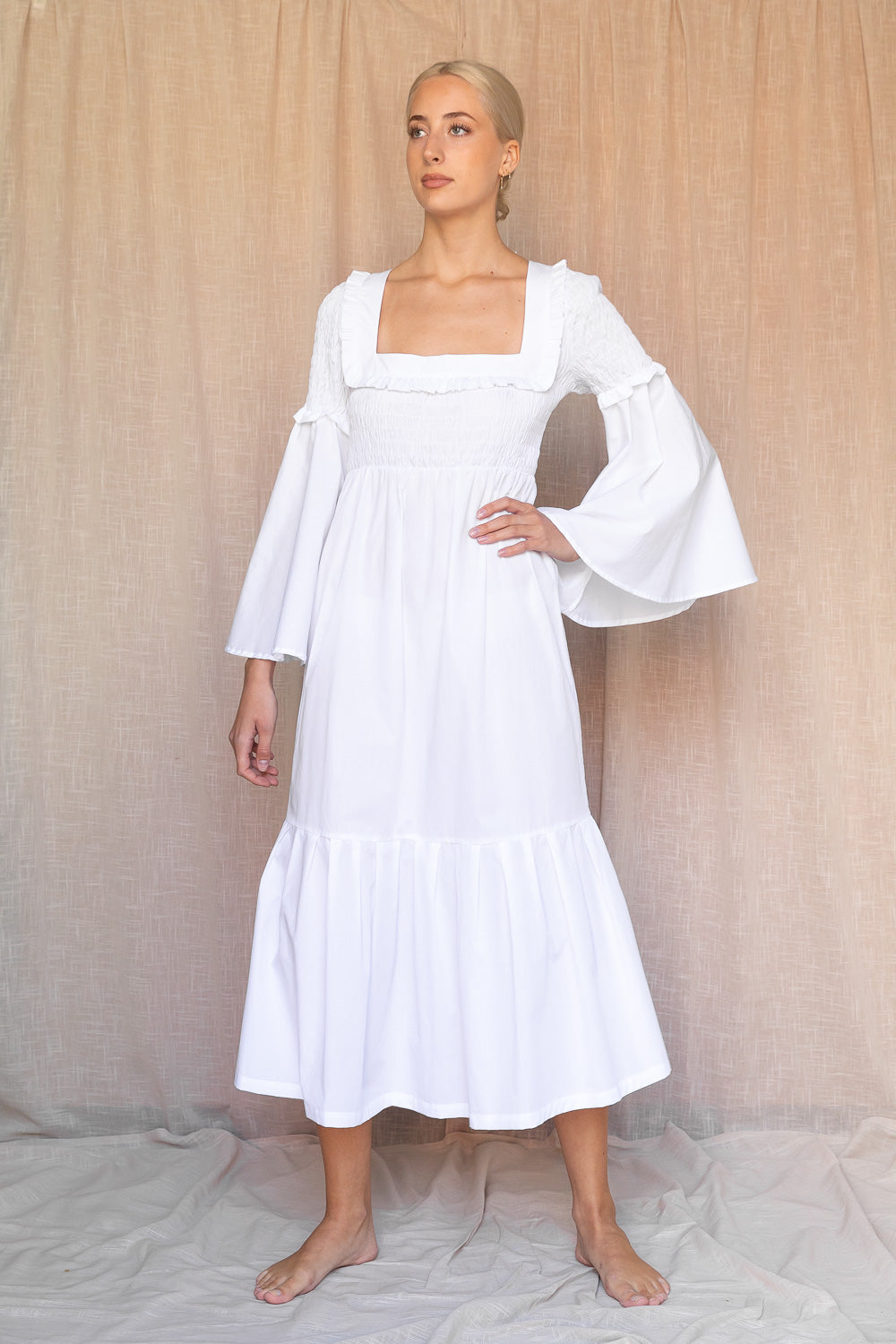 Kjole Lilje poplin white
