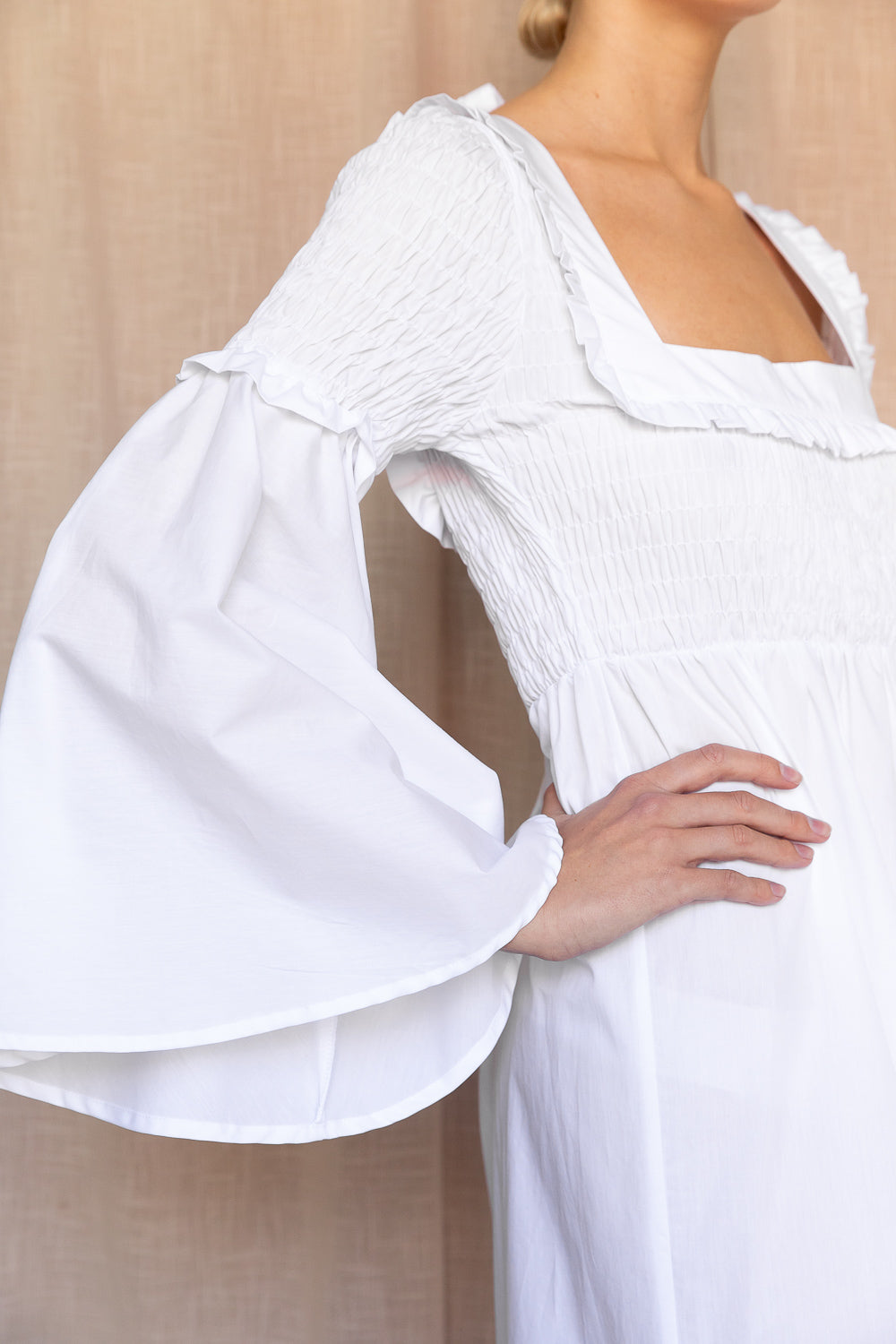 Kjole Lilje poplin white