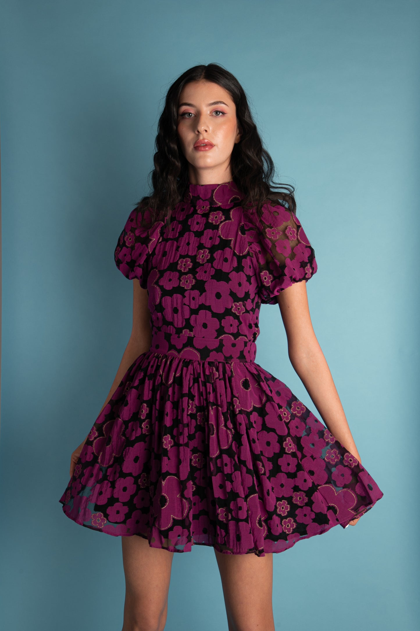 Kjole Emily plum burnout